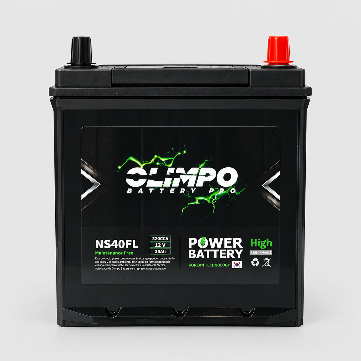 BATERIA 35AH OLIMPO NS40FL CCA 320 (- +) CON PESTAÑA